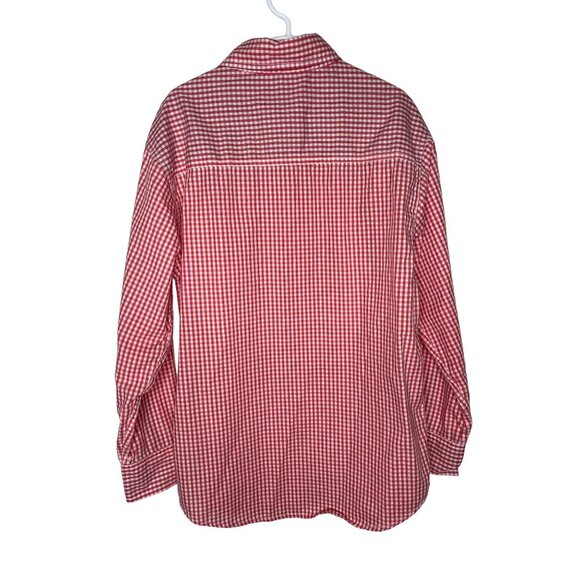 Nautica Boys Medium 10/12 Red Gingham Check Long Sleeve Button Down Shirt - Picture 2 of 12